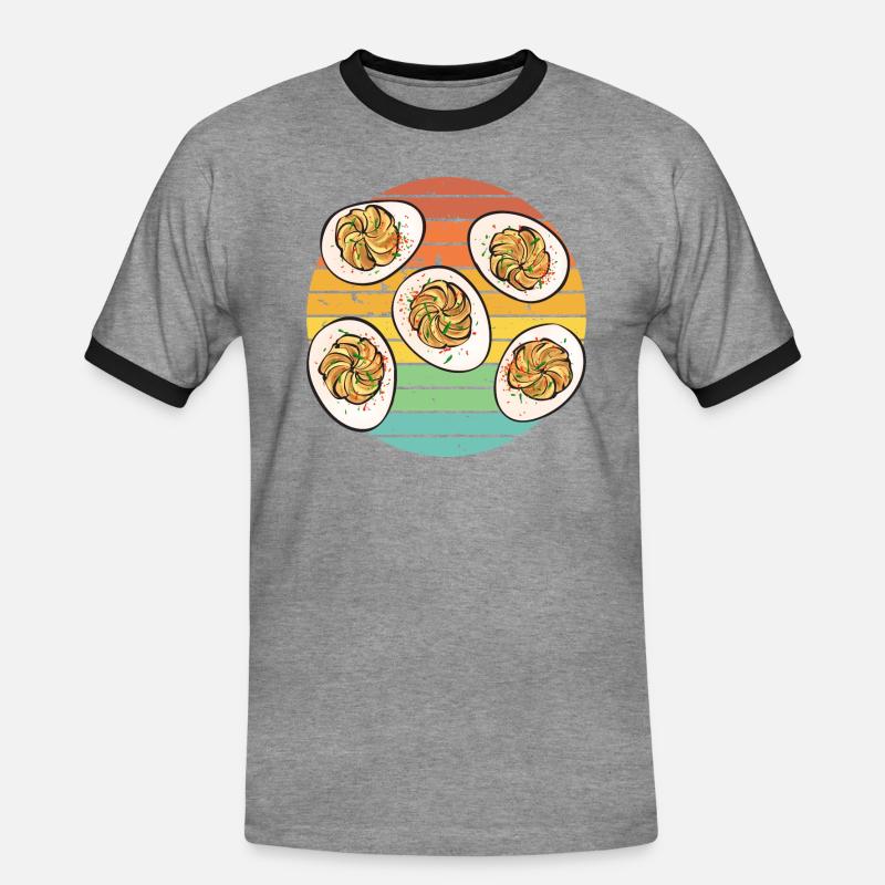 Gefüllte Eier Deviled Eggs - Männer Kontrast-T-Shirt - Grau meliert/Schwarz