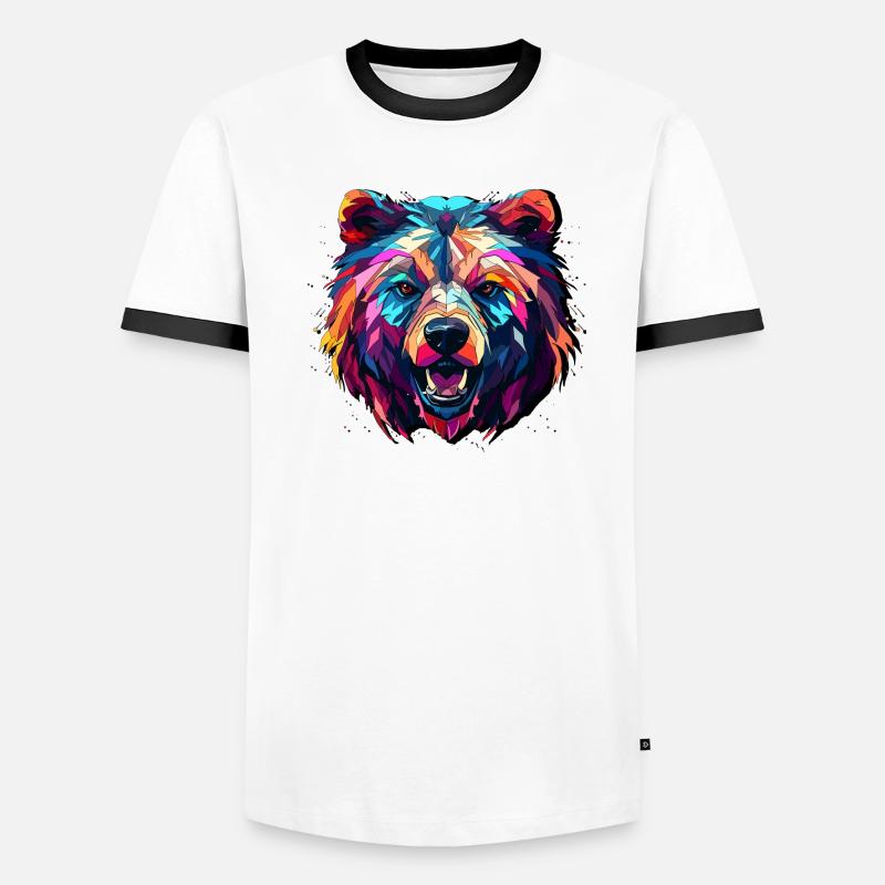Conception abstraite de l’ours - Impression d’ours T-shirt contrasté Homme