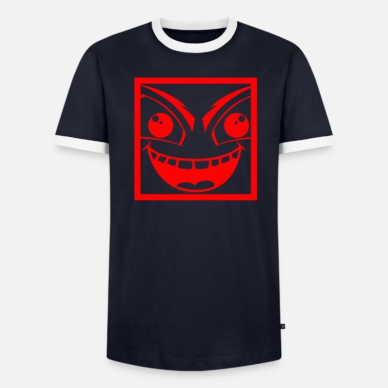 Mischievous monster with human face Men's Ringer Shirt