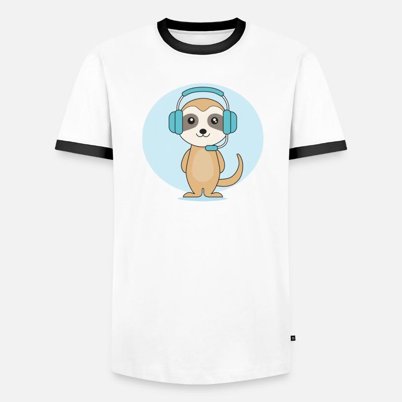 Erdmännchen mit Headset Männer Kontrast-T-Shirt