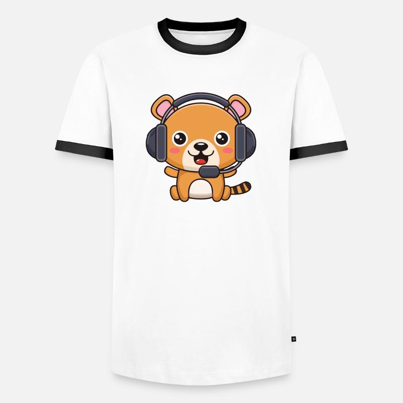 Bärchen mit Headset Männer Kontrast-T-Shirt