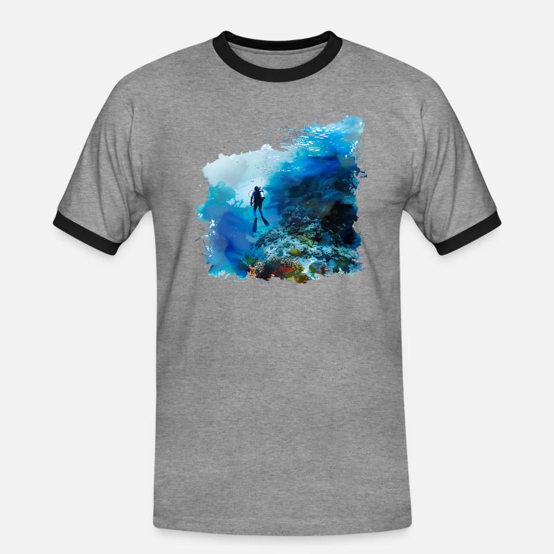 Weightless gliding while diving - Men's Ringer Shirt - heather grey/black
