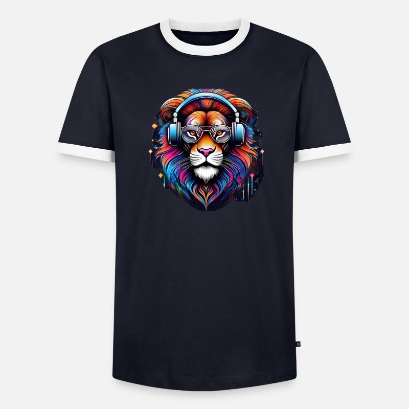 Techno Löwe Männer Kontrast-T-Shirt