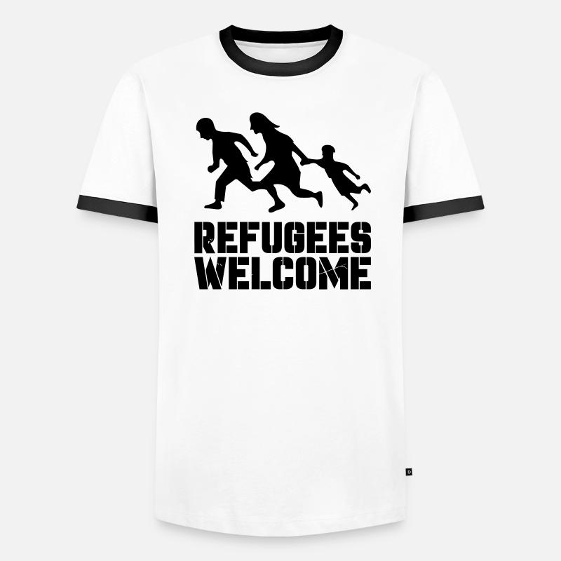 Refugees Welcome Männer Kontrast-T-Shirt