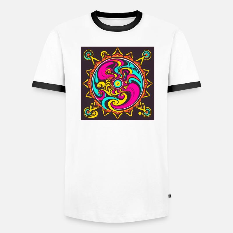 Conception de soleil psychédélique aux couleurs vives T-shirt contrasté Homme