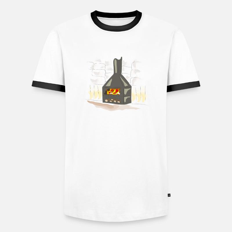 Cheminée à bois éclairée T-shirt contrasté Homme