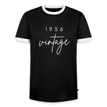 Jahrgang 1956 Geburtstag - Männer Kontrast-T-Shirt - Schwarz/Weiß - Vorne - AI Model Female 172 light (172cm) & AI Model Male 178 light (178cm)