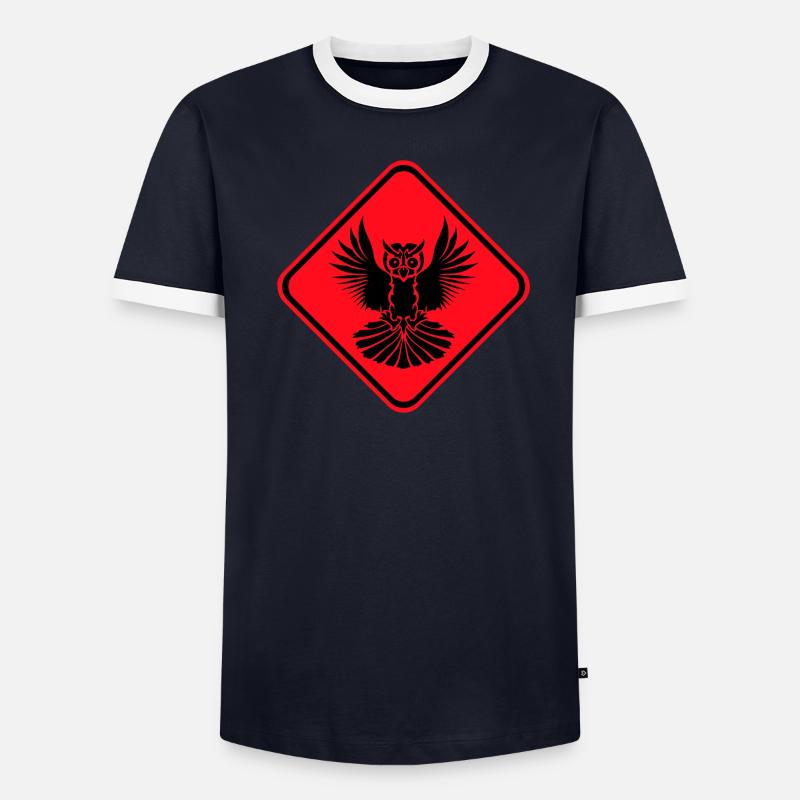 hibou Avertissement Zone de danger Panneau Note Attention T-shirt contrasté Homme
