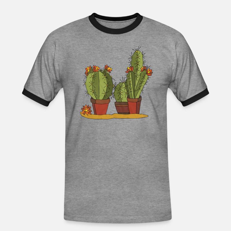 Blumen - Männer Kontrast-T-Shirt - Grau meliert/Schwarz