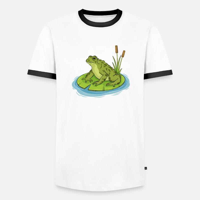 toad sitting on a lilypad Men's Ringer Shirt