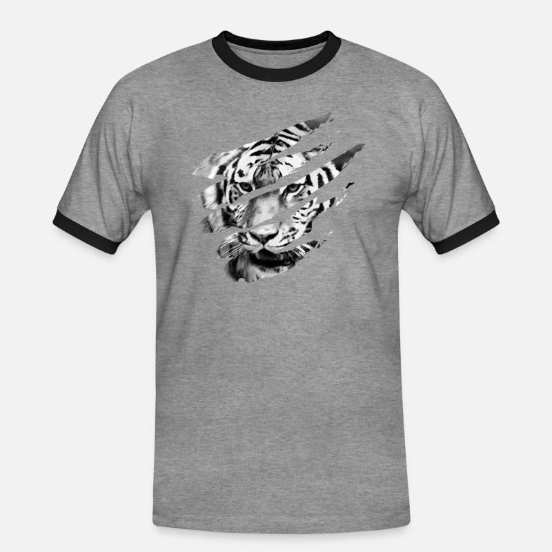 Tiger scratch - Men's Ringer Shirt - heather grey/black