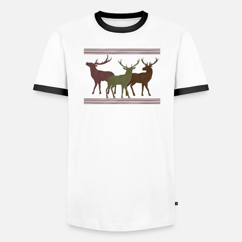 Hirsch Männer Kontrast-T-Shirt