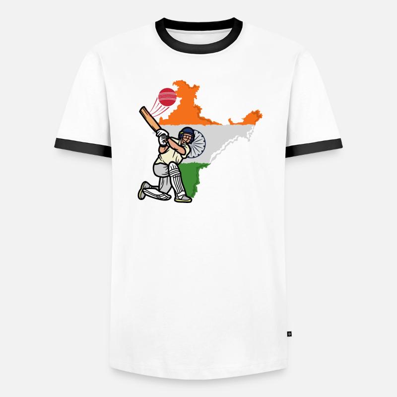 Match de cricket - Inde cricket -Drapeau de l’Inde avec cr T-shirt contrasté Homme