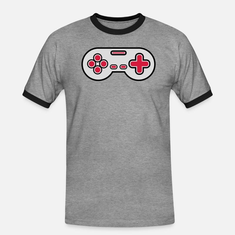 Alter Controller Retro Gamer - Männer Kontrast-T-Shirt - Grau meliert/Schwarz