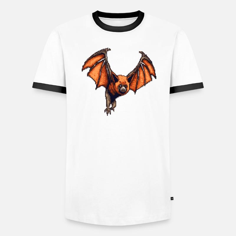 Pixelated flying fox in retro 8 bit graphics Men's Ringer Shirt
