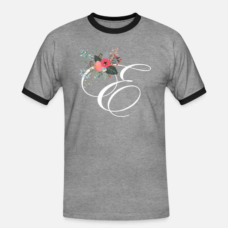 Letter e fleuris - Men's Ringer Shirt - heather grey/black