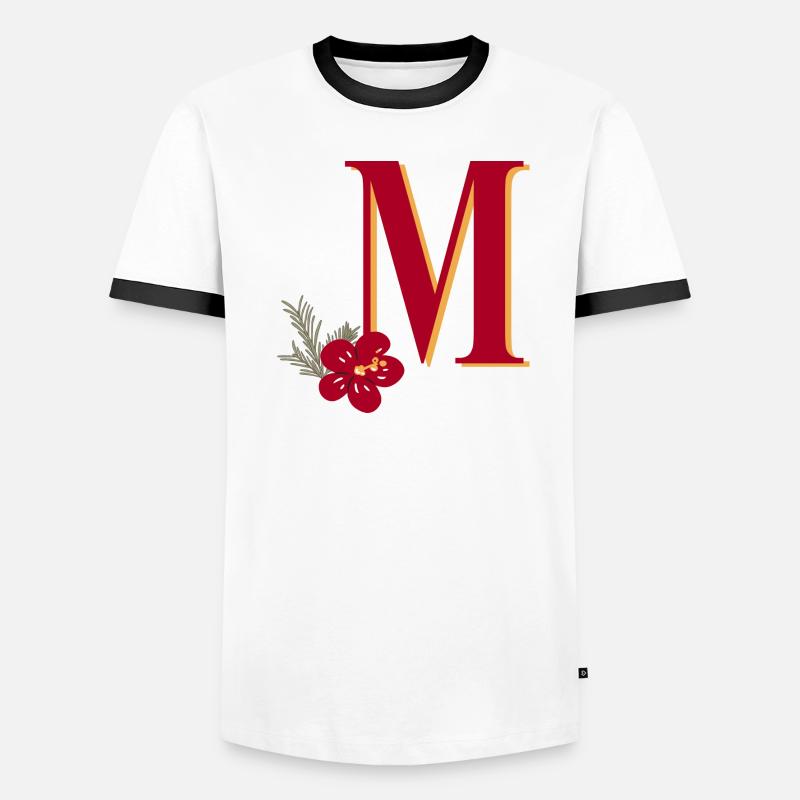 Lettre M avec fleur T-shirt contrasté Homme