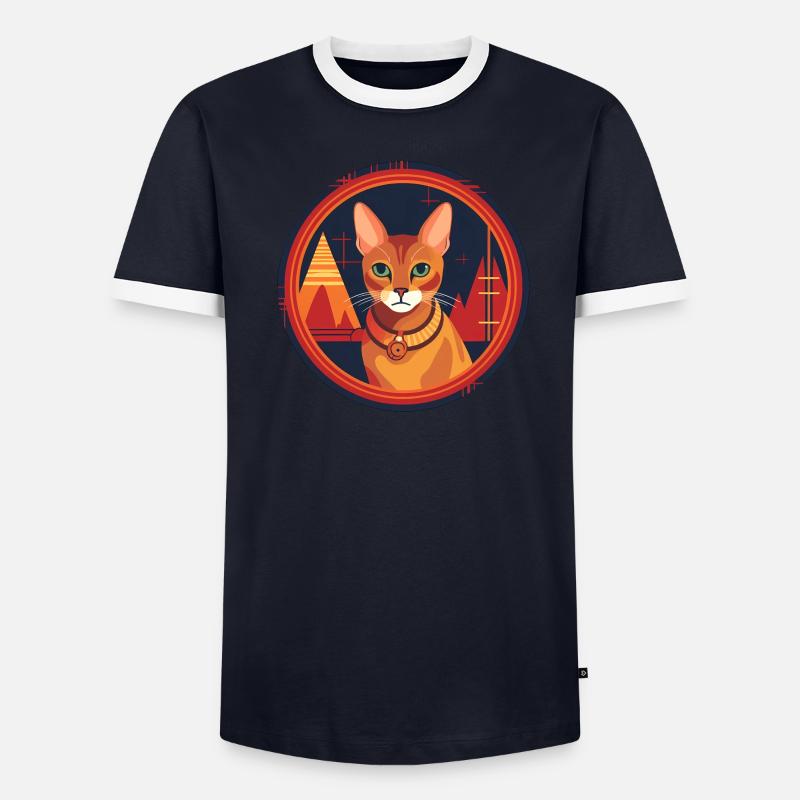 Abessinische Katze Boho Elements, Katzen - Männer Kontrast-T-Shirt - undefined