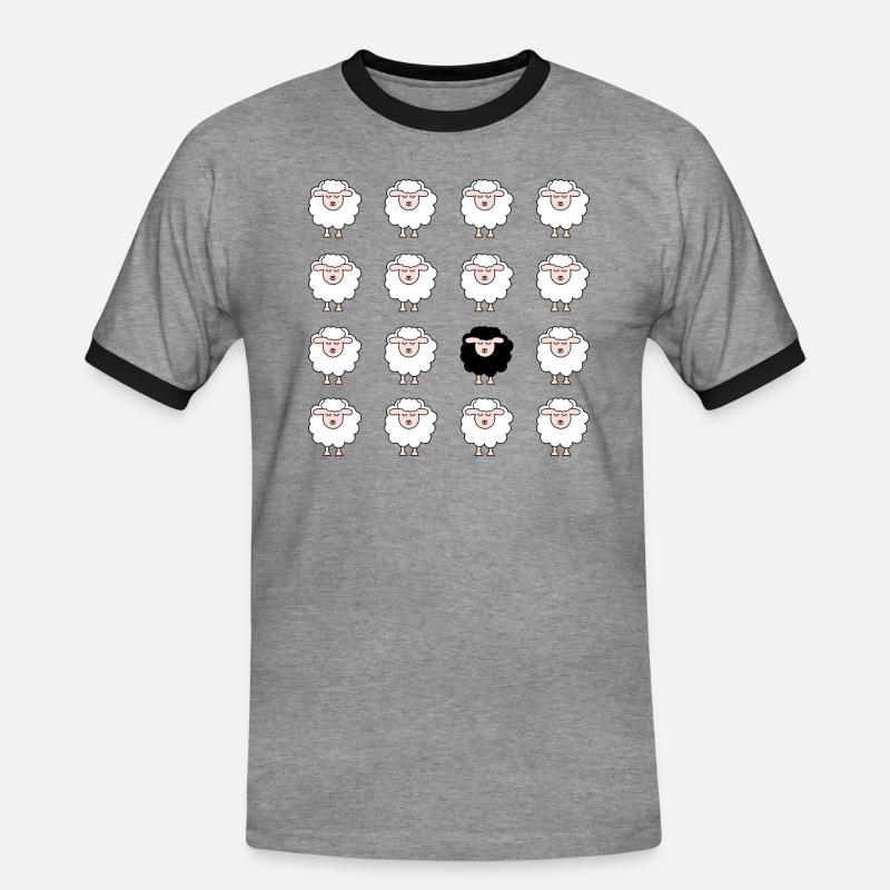 Schaf - Männer Kontrast-T-Shirt - Grau meliert/Schwarz