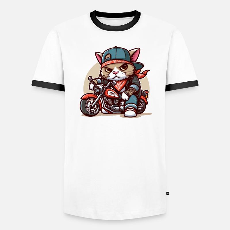 Chat forcé : tyran à moto T-shirt contrasté Homme