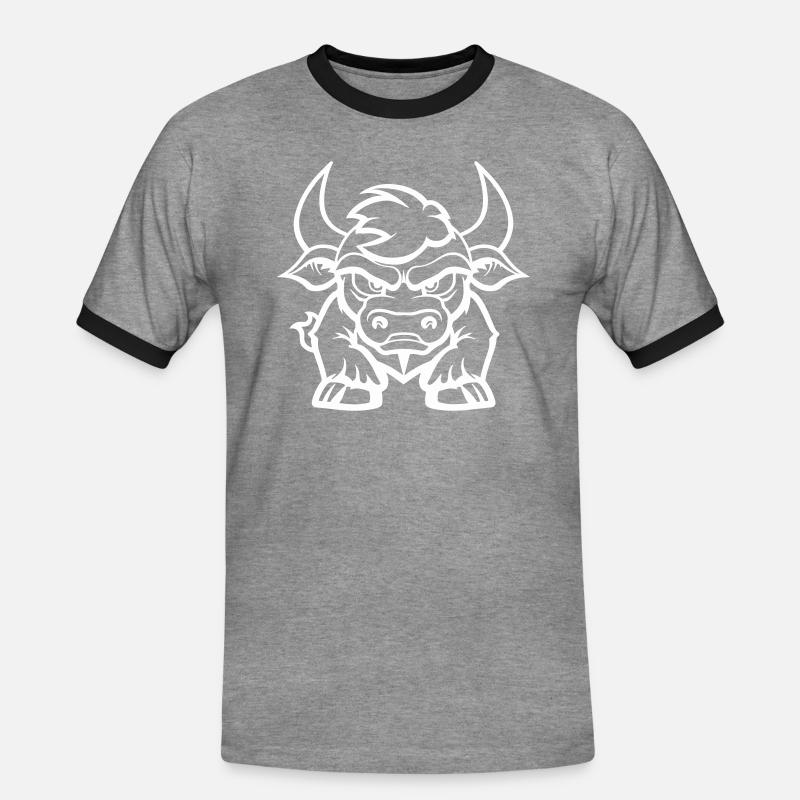 bull - Men's Ringer Shirt - heather grey/black