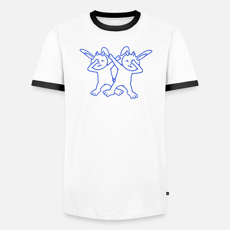 2 lapins Dabbing Dab Danse Pose Danse Soirée Célébrations T-shirt contrasté Homme