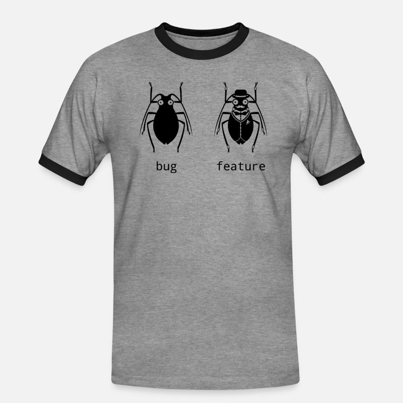 Bug oder Feature - Männer Kontrast-T-Shirt - Grau meliert/Schwarz