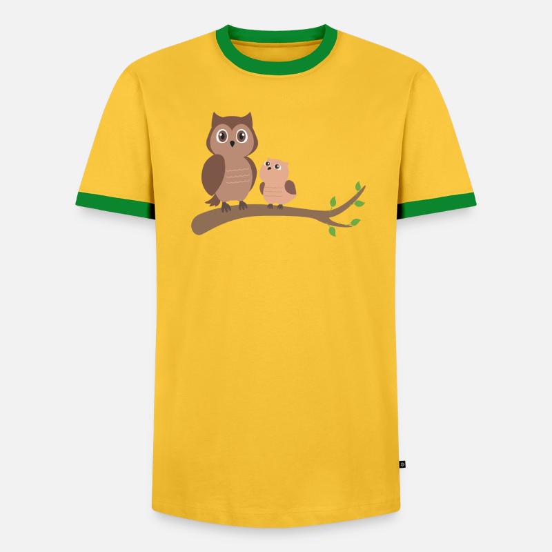 Eule Mutter mit Kind - Männer Kontrast-T-Shirt - undefined