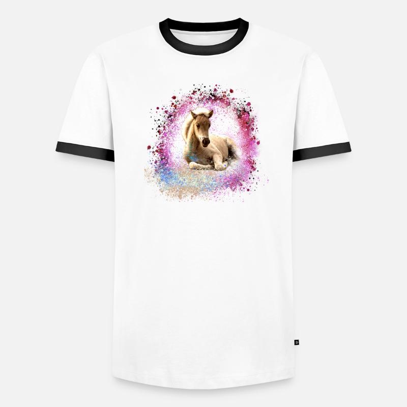 pony, rosa,fohlen, pferd, graffiti,malerei,pink Männer Kontrast-T-Shirt