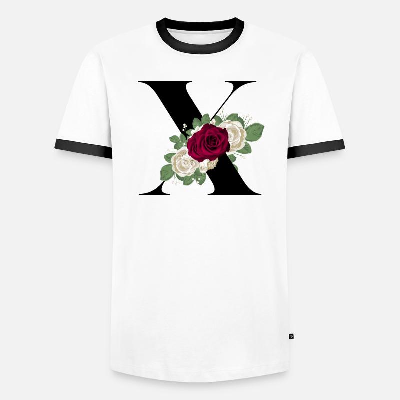 lettre X fleuris T-shirt contrasté Homme