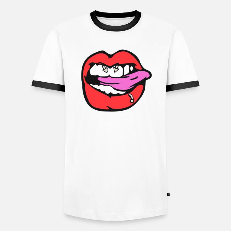 piercing au mamelon T-shirt contrasté Homme