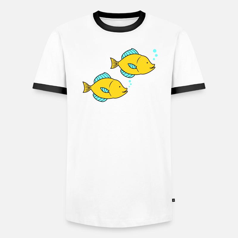 fische comic Männer Kontrast-T-Shirt