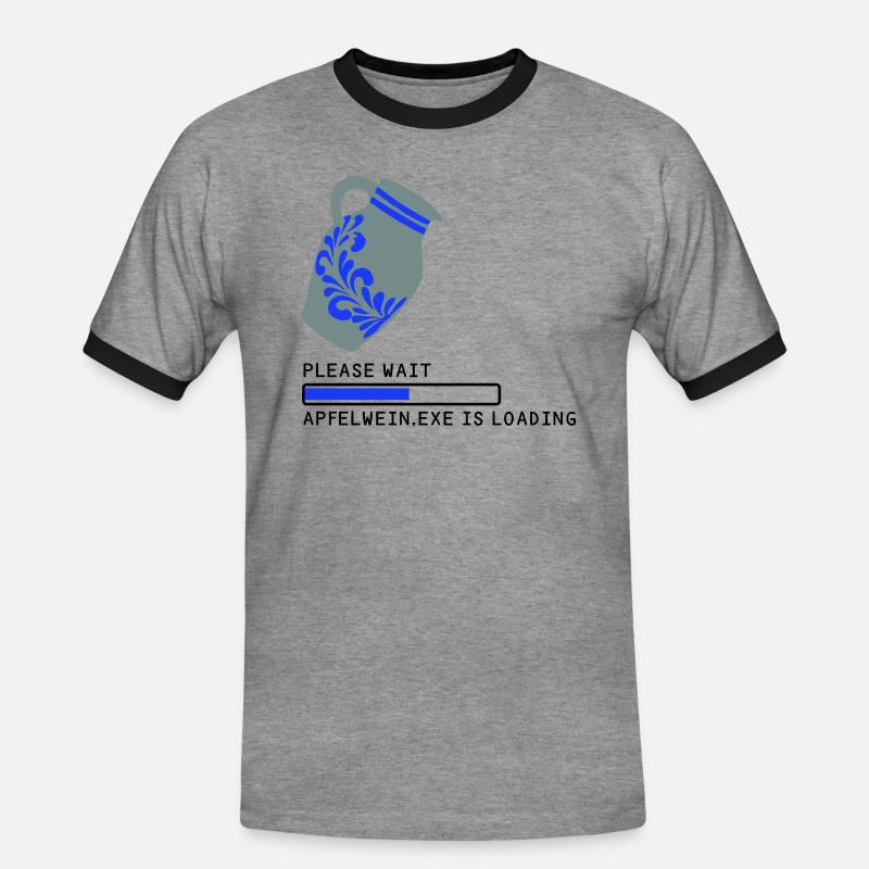 PLEASE WAIT Apfelwein is Loading... - Männer Kontrast-T-Shirt - Grau meliert/Schwarz