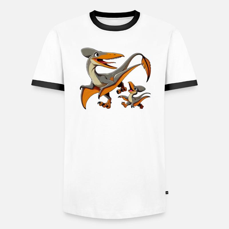 Pteranodon Mutter und Kind Männer Kontrast-T-Shirt