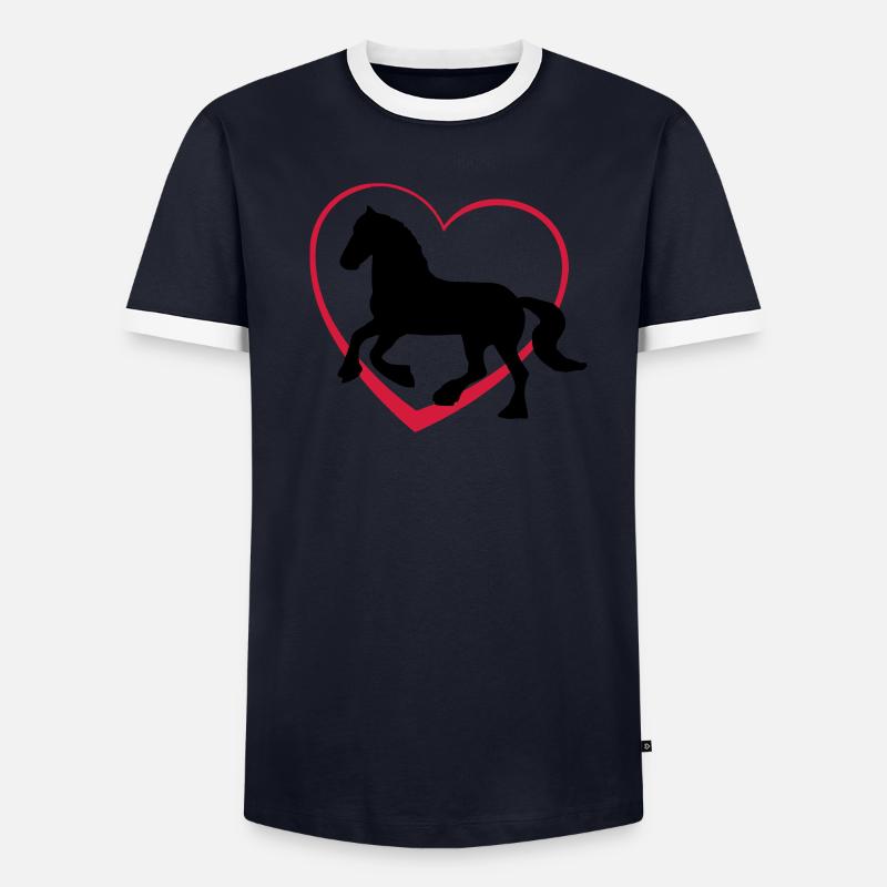 Pferd mit Herz Männer Kontrast-T-Shirt