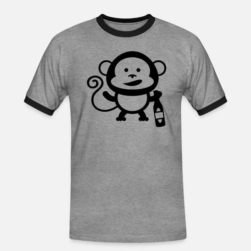 monkey beer comic - Männer Kontrast-T-Shirt - Grau meliert/Schwarz