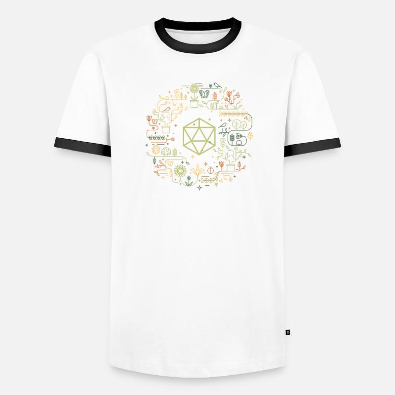 Polyhedral D20 Dice Monogram Doodle Men's Ringer Shirt