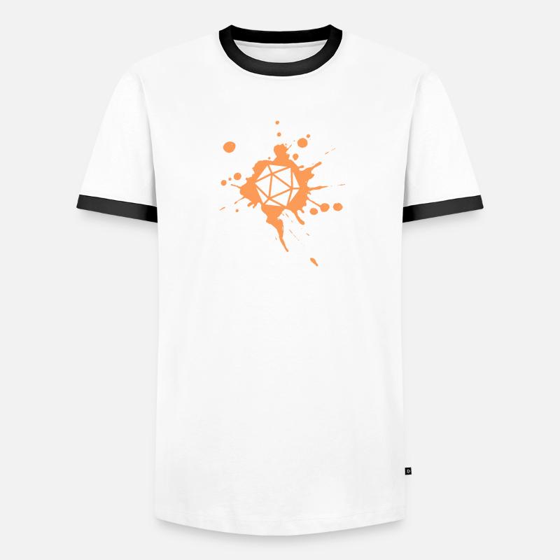 Polyhedral D20 Dice Paint Splatter Men's Ringer Shirt