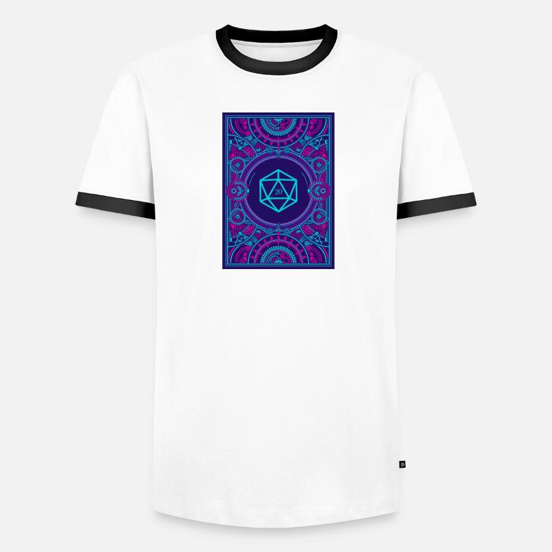 Synthwave Polyhedral D20 Dice Retrowave Steampunk Men's Ringer Shirt