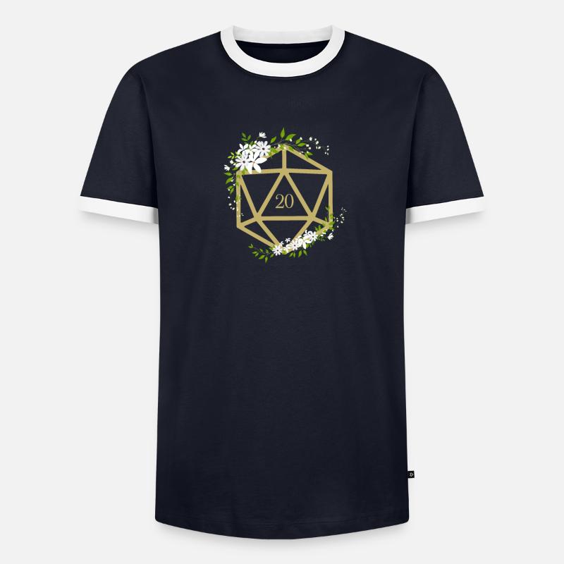 Dés polyédriques floraux D20 du druide T-shirt contrasté Homme