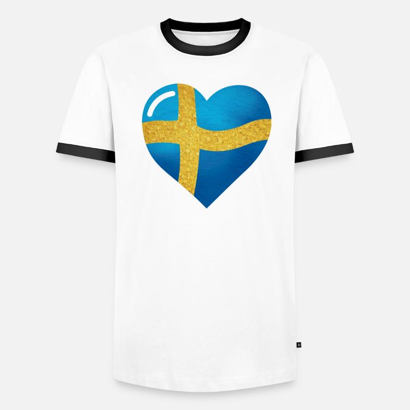 Sveriges flagga, le drapeau de la Suède en forme de T-shirt contrasté Homme