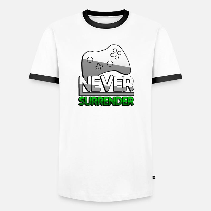 NEVER SURRENDER (Green) + Controller - Gaming Men's Ringer Shirt