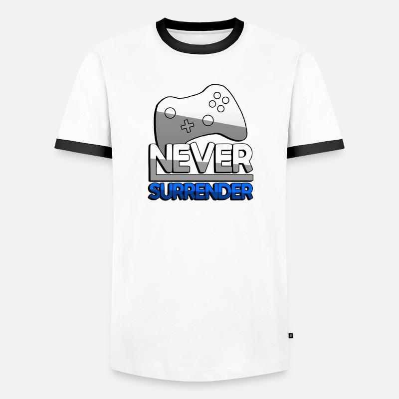 NEVER SURRENDER (Blau) + Controller - Gaming Männer Kontrast-T-Shirt