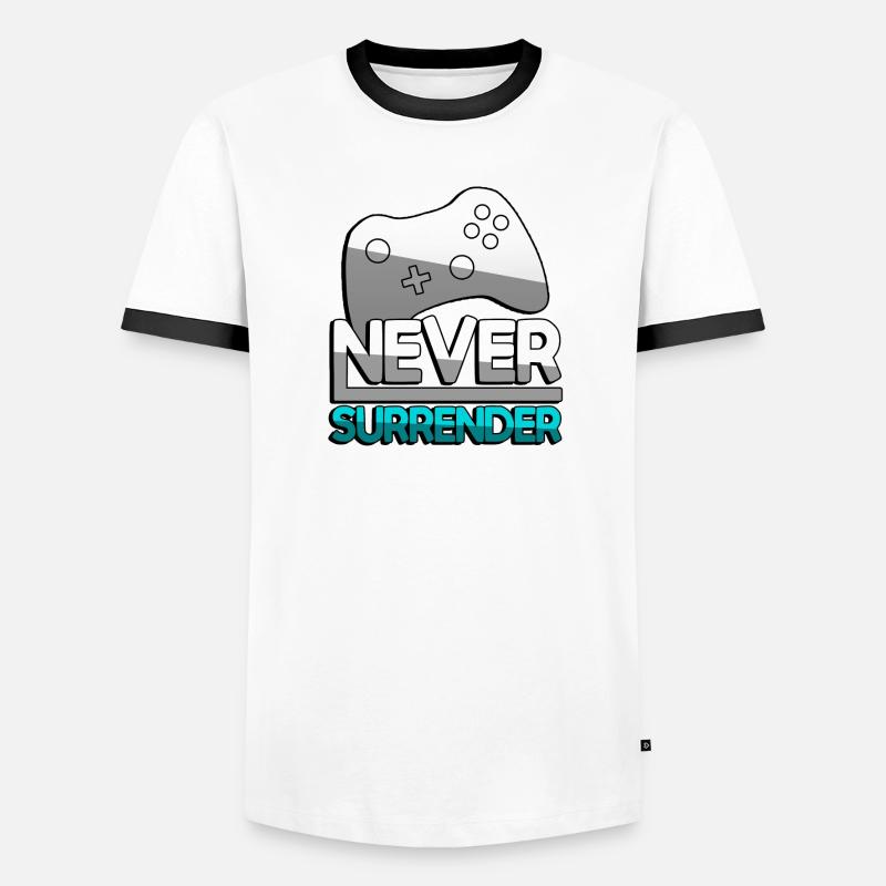 NEVER SURRENDER (Turquoise) + Controller - Gaming Men's Ringer Shirt