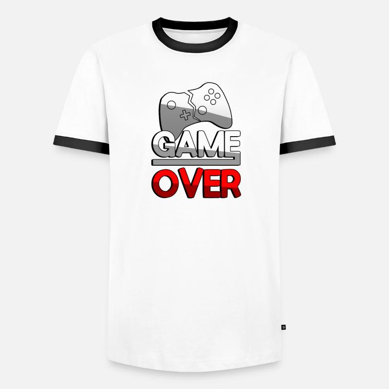 GAME OVER (Rot) + Controller - Gaming Männer Kontrast-T-Shirt