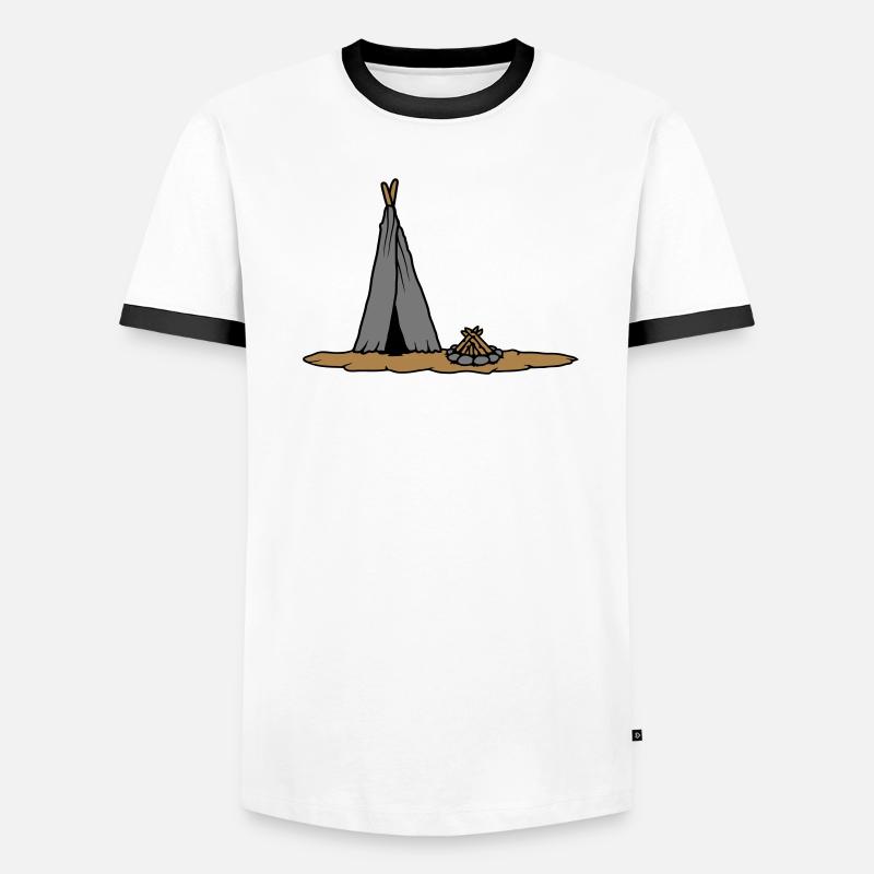 Conception de tente primitive de feu de camp T-shirt contrasté Homme