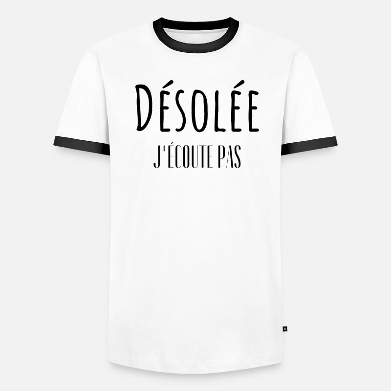 Désolée j'écoute pas T-shirt contrasté Homme