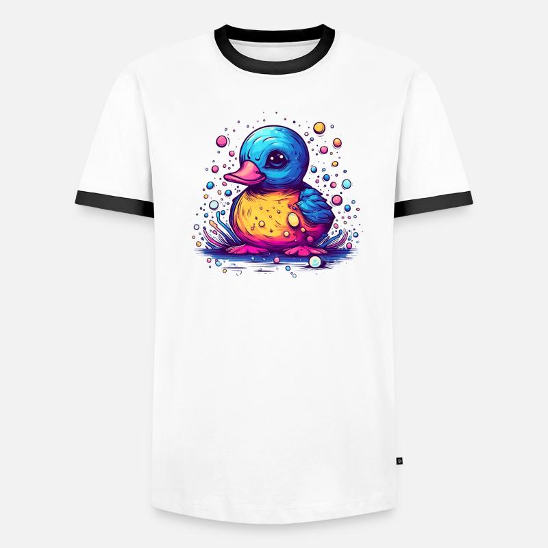 Eine bunte gefiederte Ente oder Erpel mit Schnabel Männer Kontrast-T-Shirt
