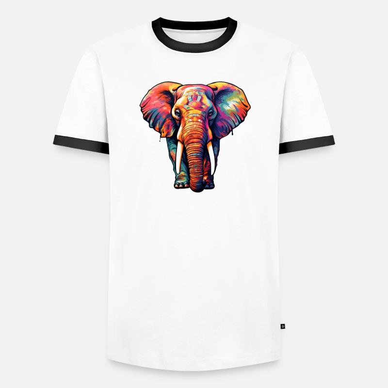 Elefant psychedelisch Männer Kontrast-T-Shirt