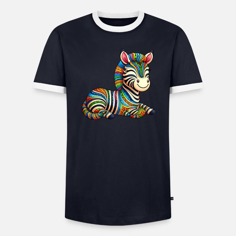 Buntes Zebra Männer Kontrast-T-Shirt